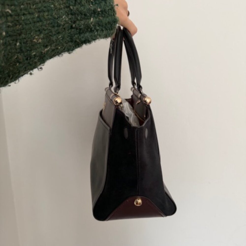 Coach Grace Bag In Maroon and Black Leathers - Picture 3 of 7